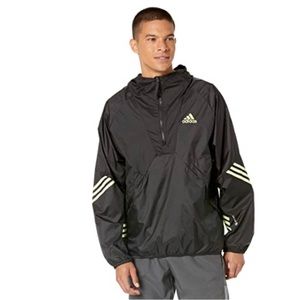 Men’s Adidas, regular black with lime, green accent, sport ANORAK jacket XL